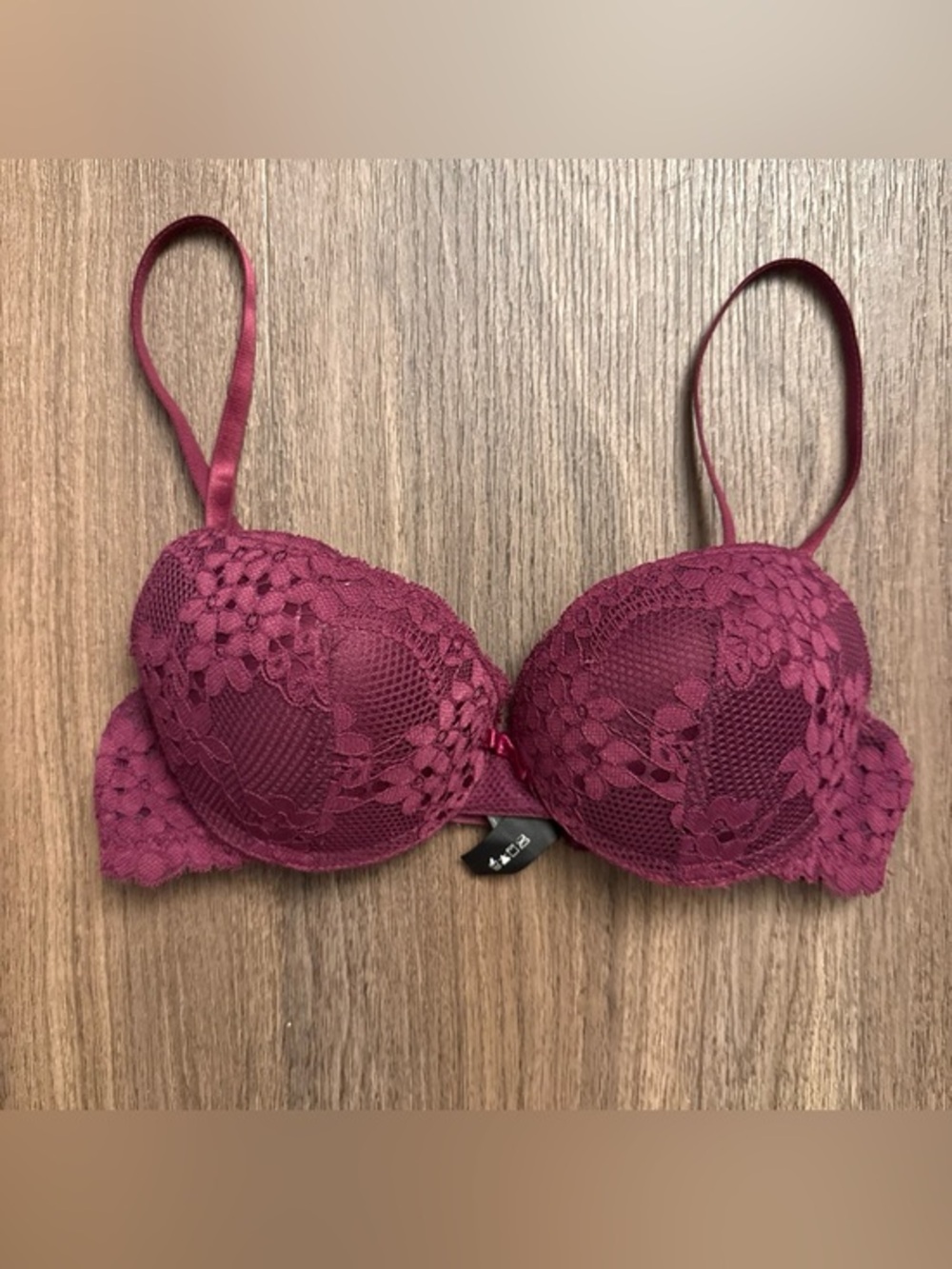 Frederick's of Hollywood Burgundy Lace Push-Up Bra 34b